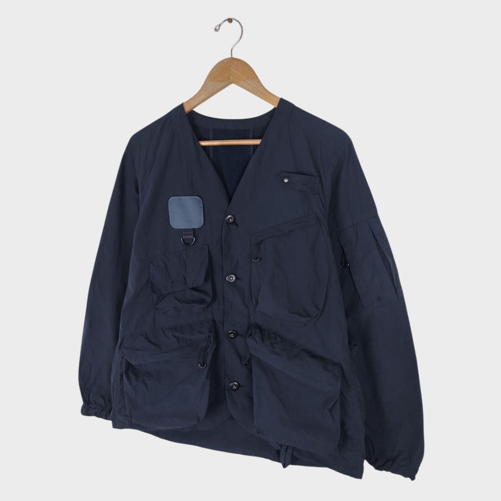 NORBIT BY HIROSHI NOZAWA Men's Navy Blue Nylon Utility Field Parka Jacket