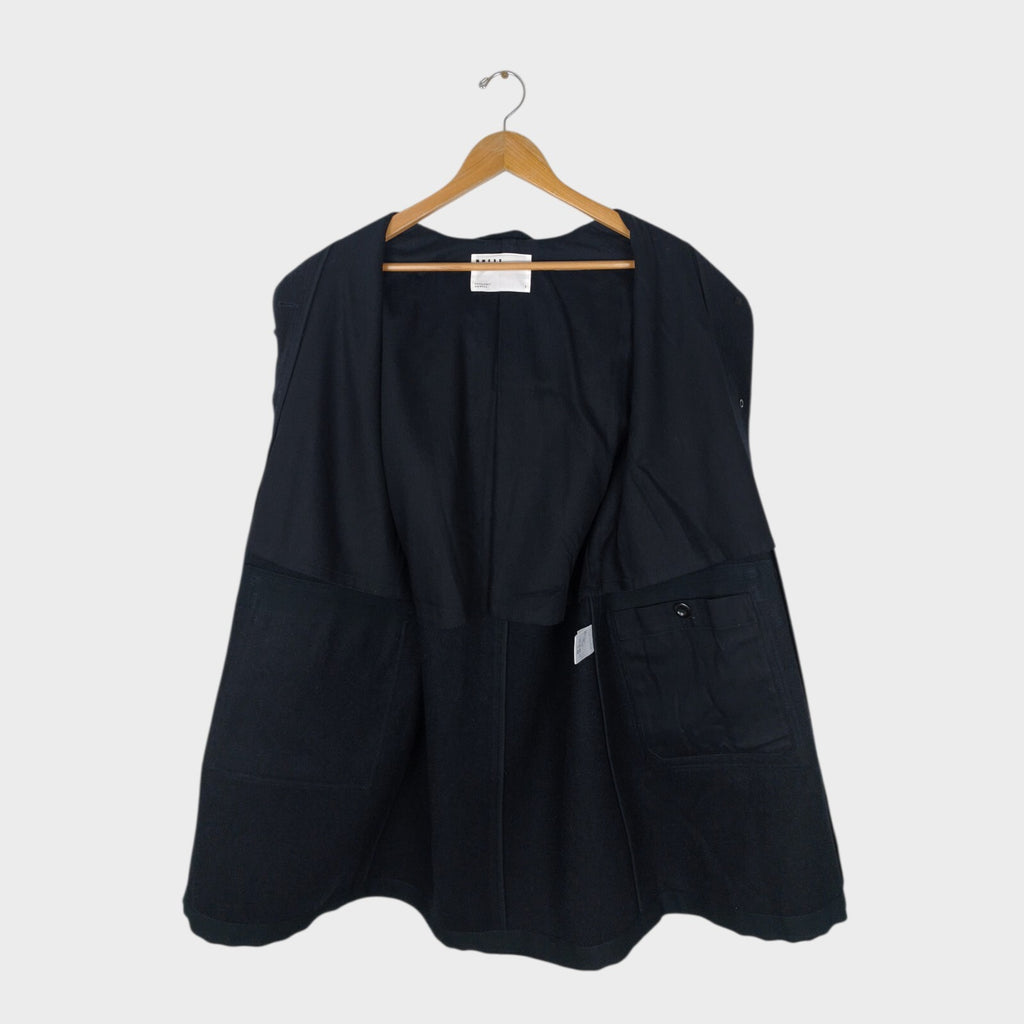 MHL MARGARET HOWELL Women's Navy Blue 100% Wool Hooded Coat