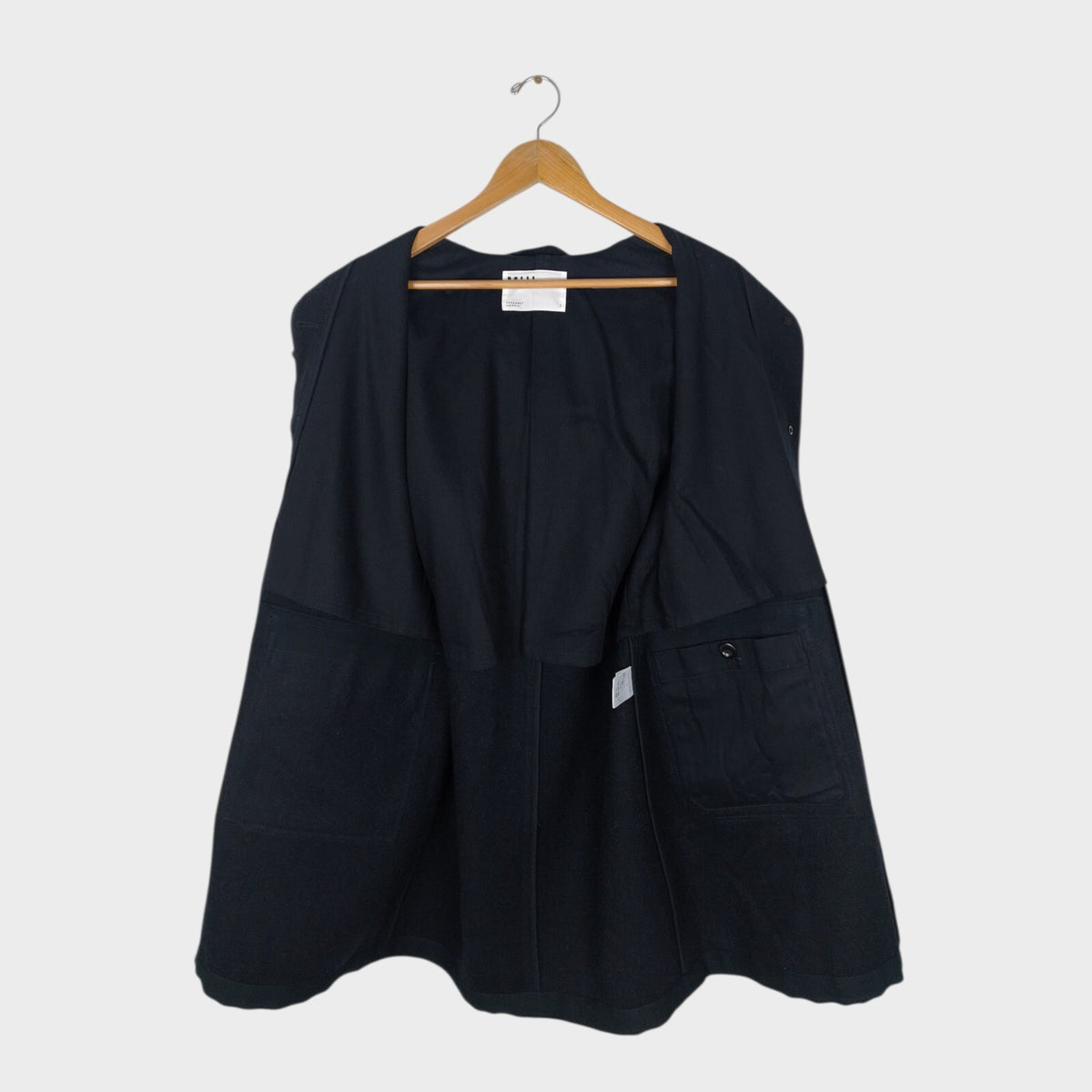 MHL MARGARET HOWELL Women's Navy Blue 100% Wool Hooded Coat
