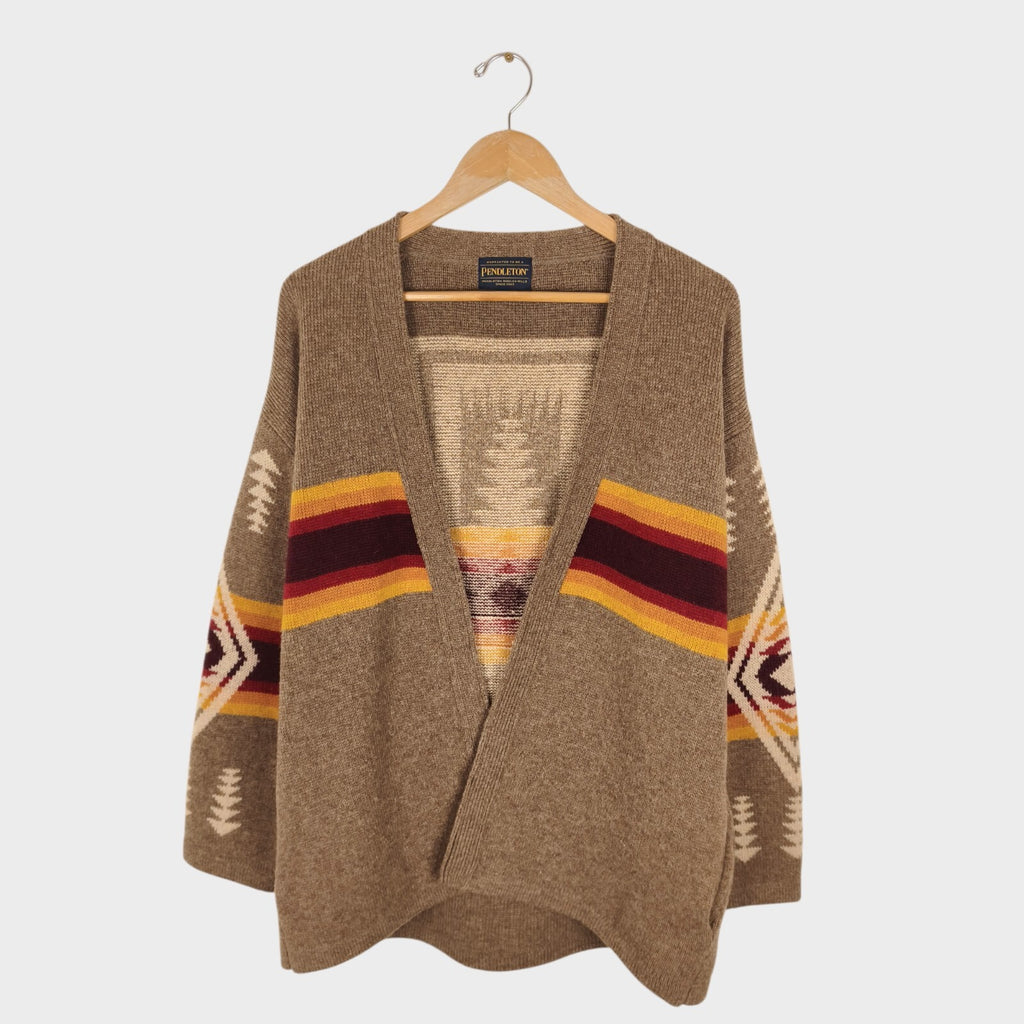 PENDLETON Men's Navajo Jacquard Wool Blend Open Cardigan
