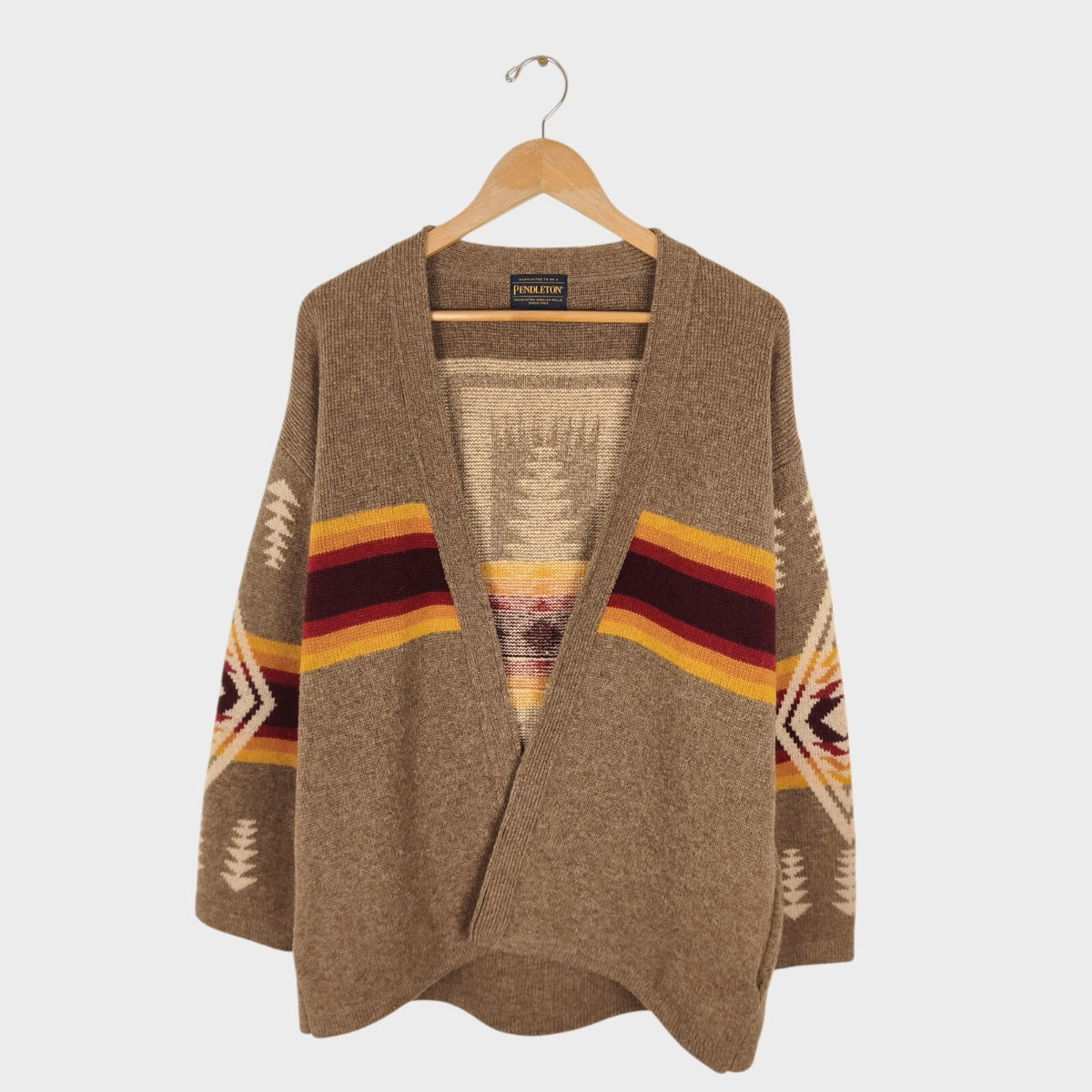 PENDLETON Men's Navajo Jacquard Wool Blend Open Cardigan