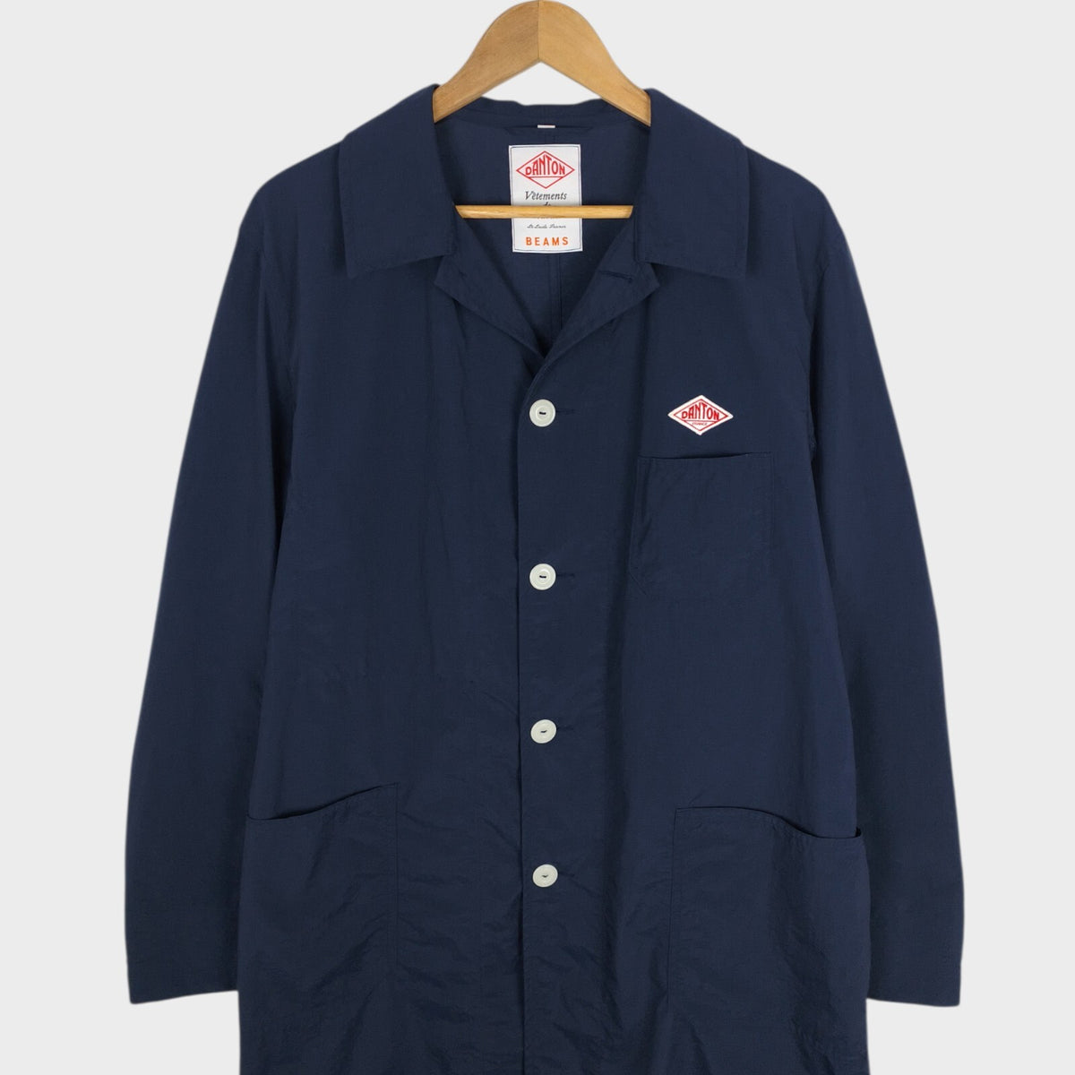 DANTON x BEAMS Men's Made in Japan Navy Blue Nylon Coat Jacket