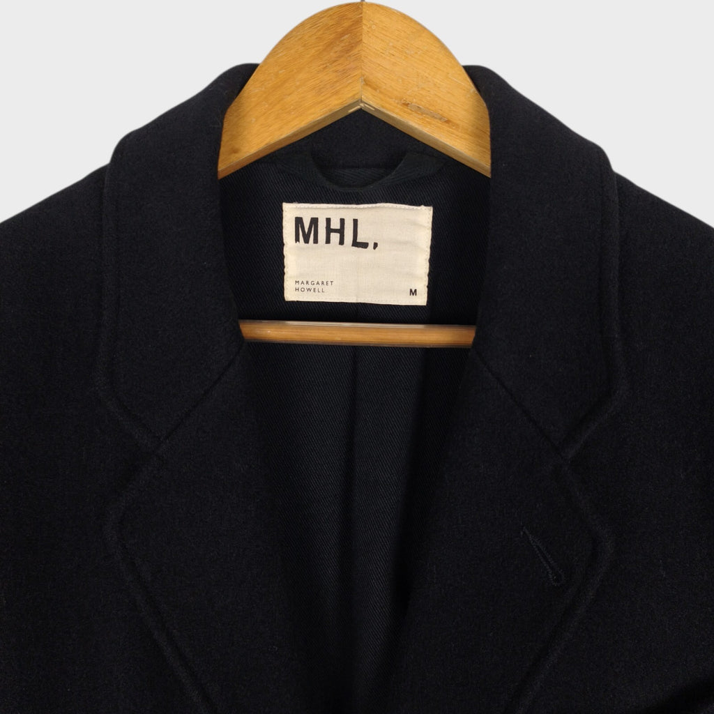 MHL MARGARET HOWELL Men's Black Heavyweight 100% Melton Wool Coat