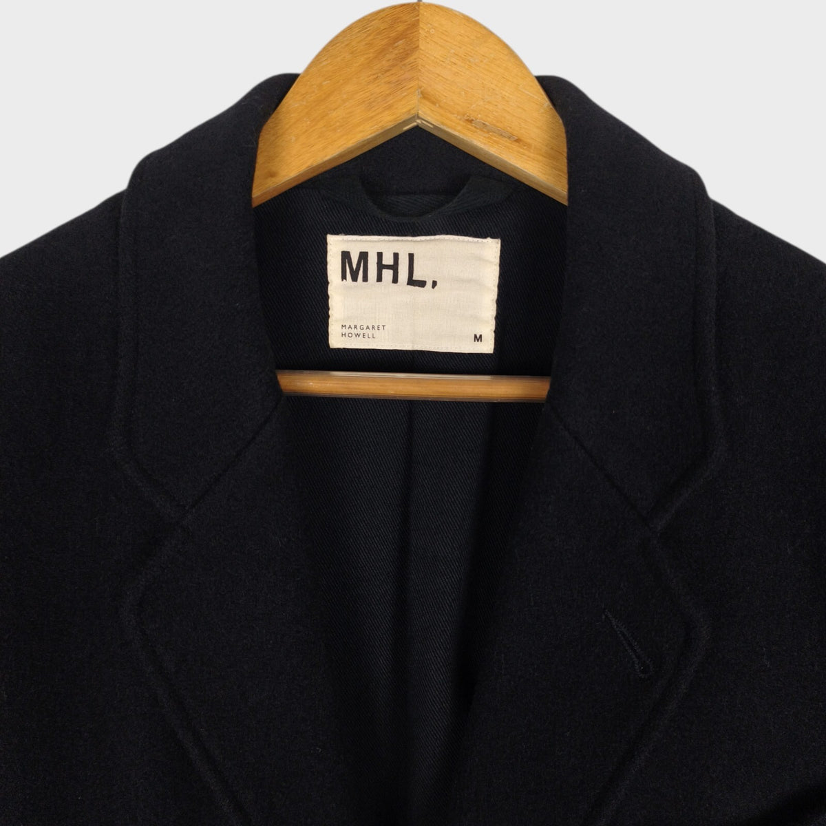 MHL MARGARET HOWELL Men's Black Heavyweight 100% Melton Wool Coat