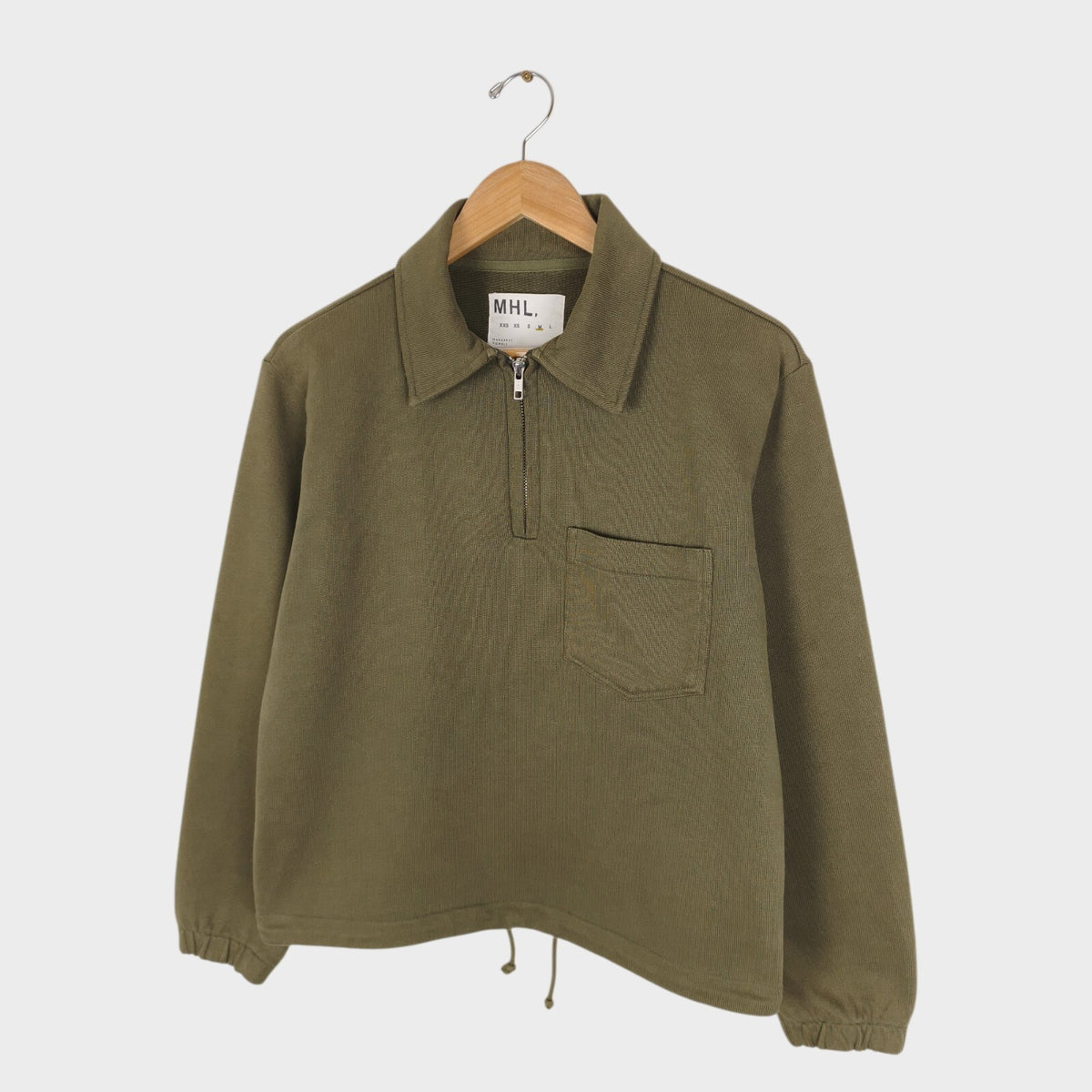 MHL MARGARET HOWELL Women's Olive Green Dry Loopback Jersey Track Sweatshirt