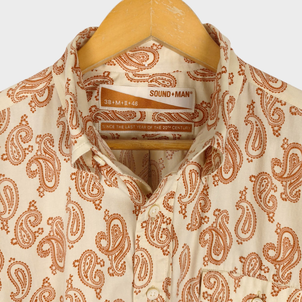 SOUNDMAN Men's Made in Japan Paisley Print Short Sleeved Shirt
