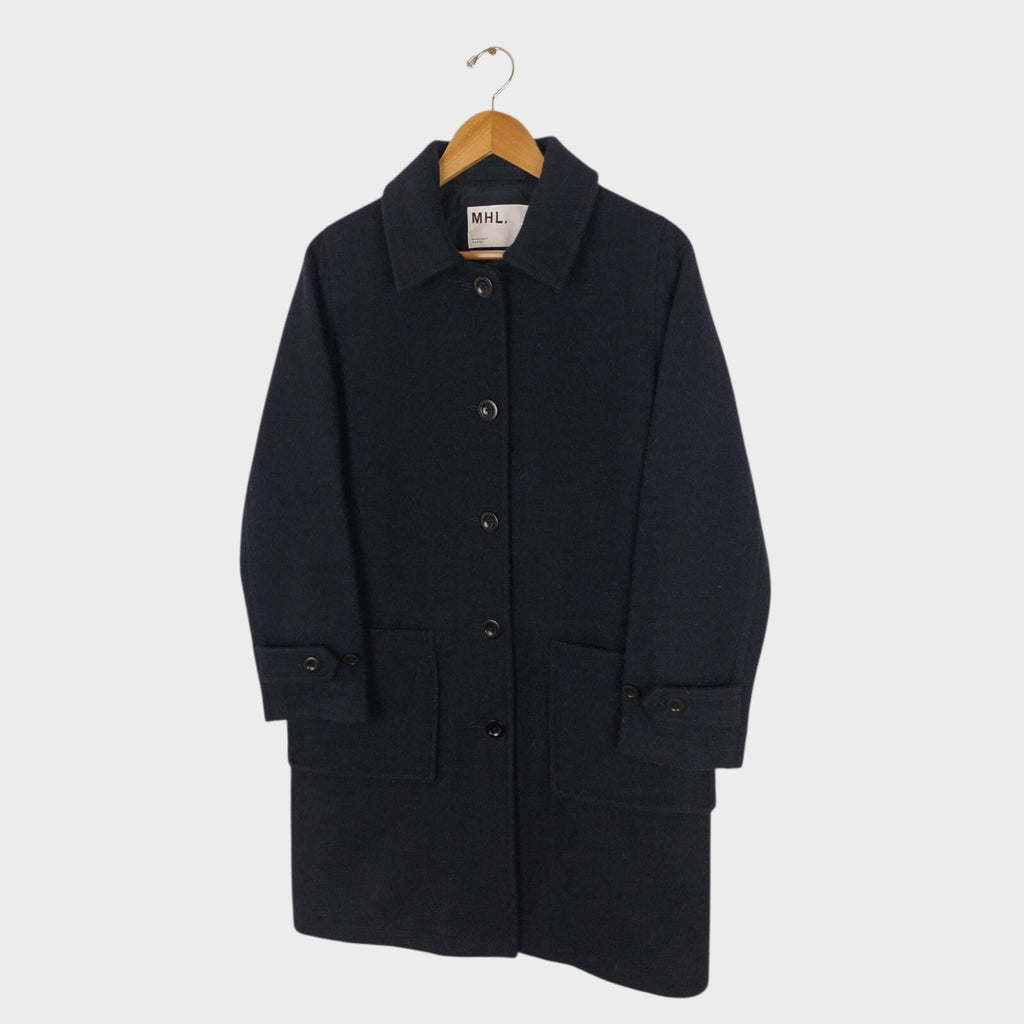 MHL MARGARET HOWELL Women's Navy Blue 100% Wool Coat