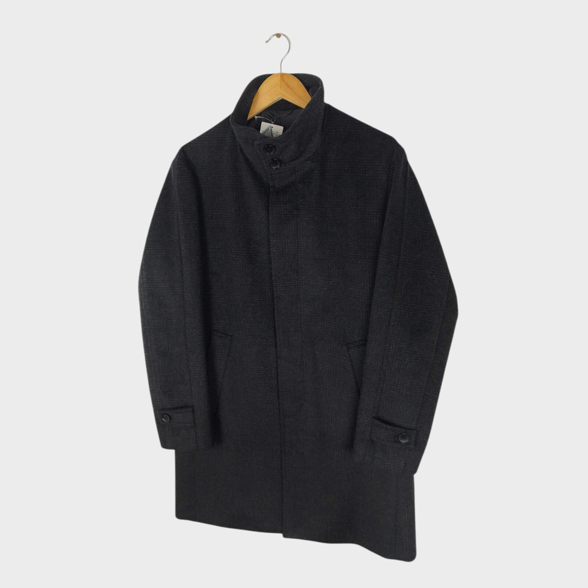 BEAMS B:MING Men's Windproof Stand Collar Tasmania Wool Blend Coat