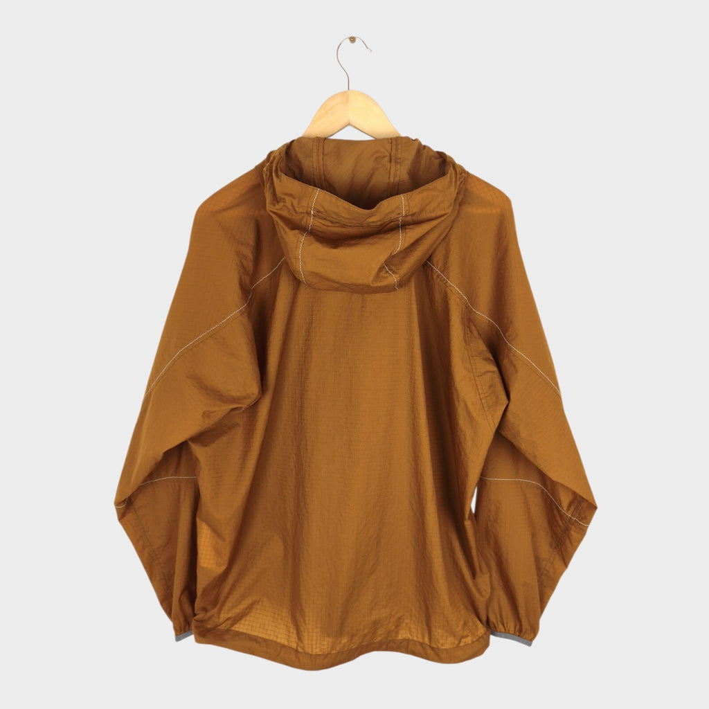 AND WANDER Men's Brown Breath Rip Hooded Jacket