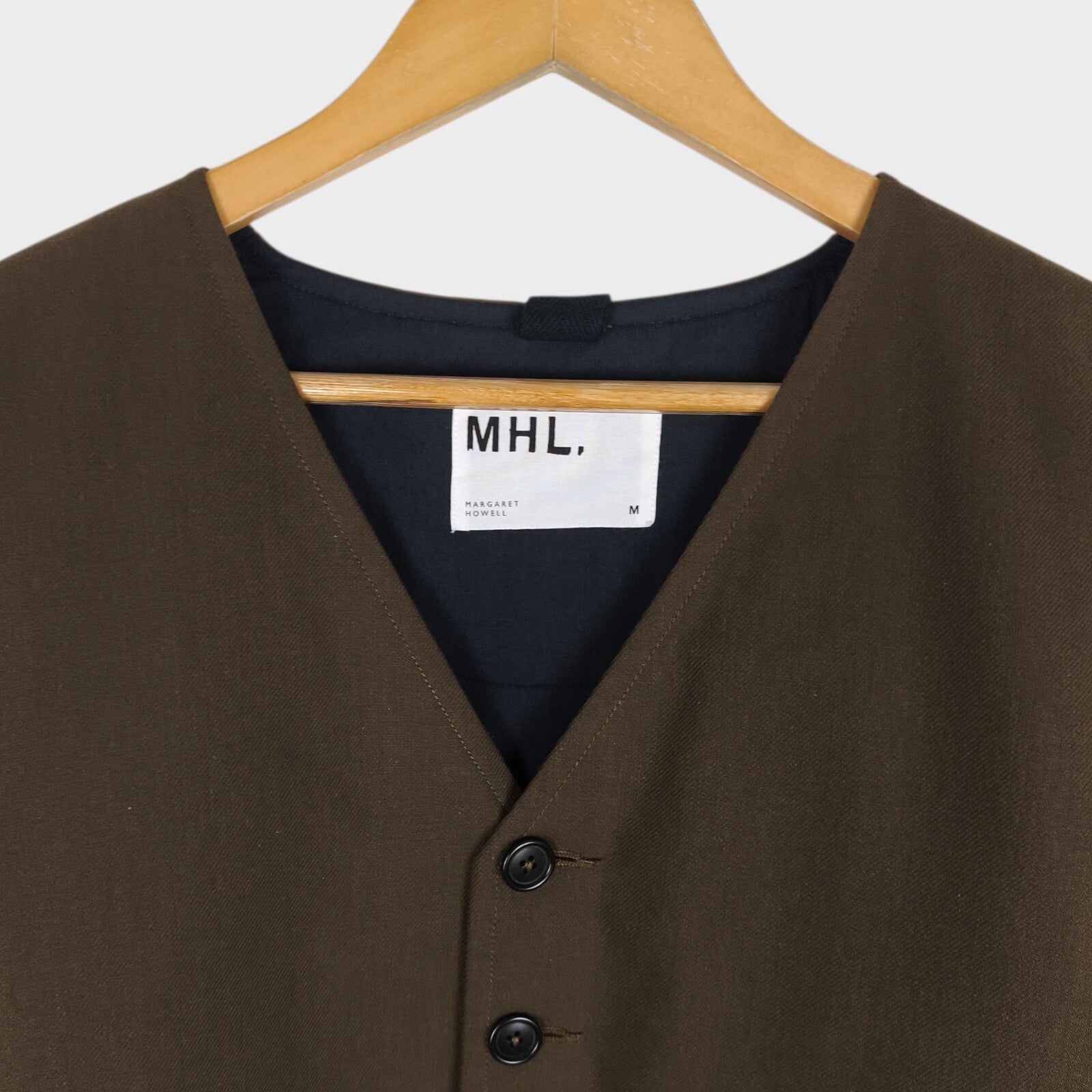MHL MARGARET HOWELL Men's Khaki V-Neck Padded Jacket