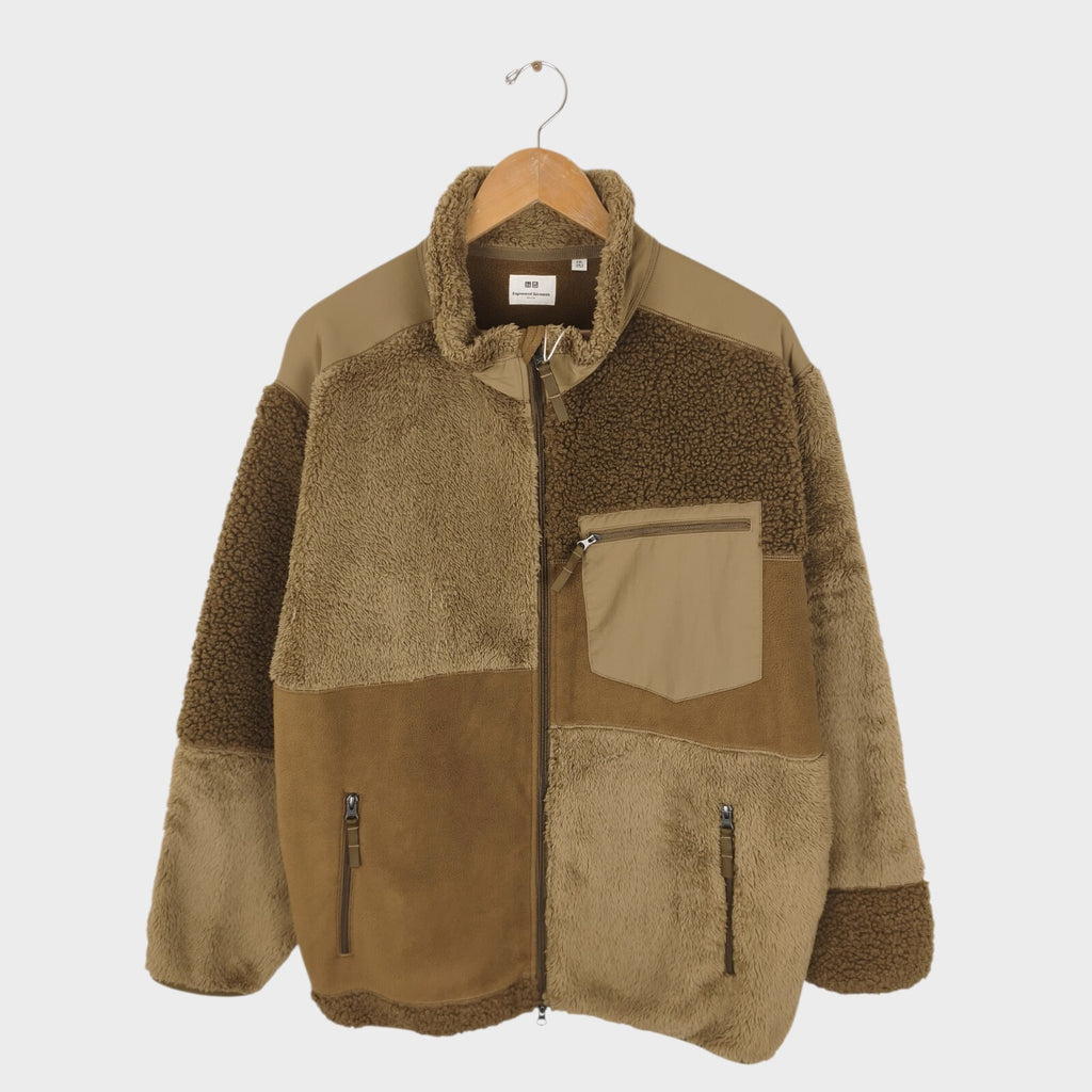 ENGINEERED GARMENTS x UNIQLO Men's Brown Patchwork Fleece Zip Jacket