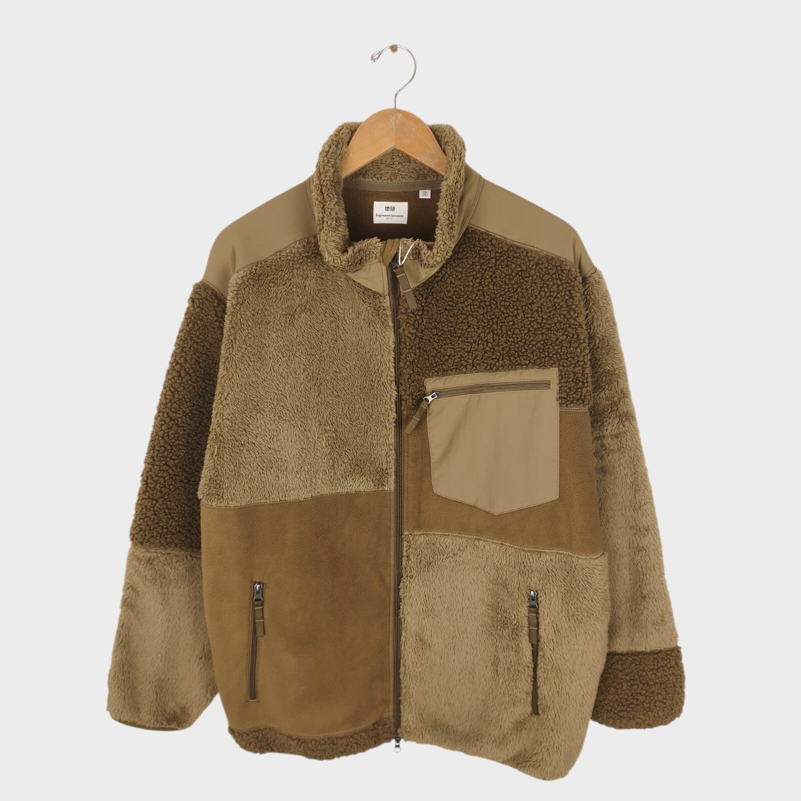 ENGINEERED GARMENTS x UNIQLO Men's Brown Patchwork Fleece Zip Jacket