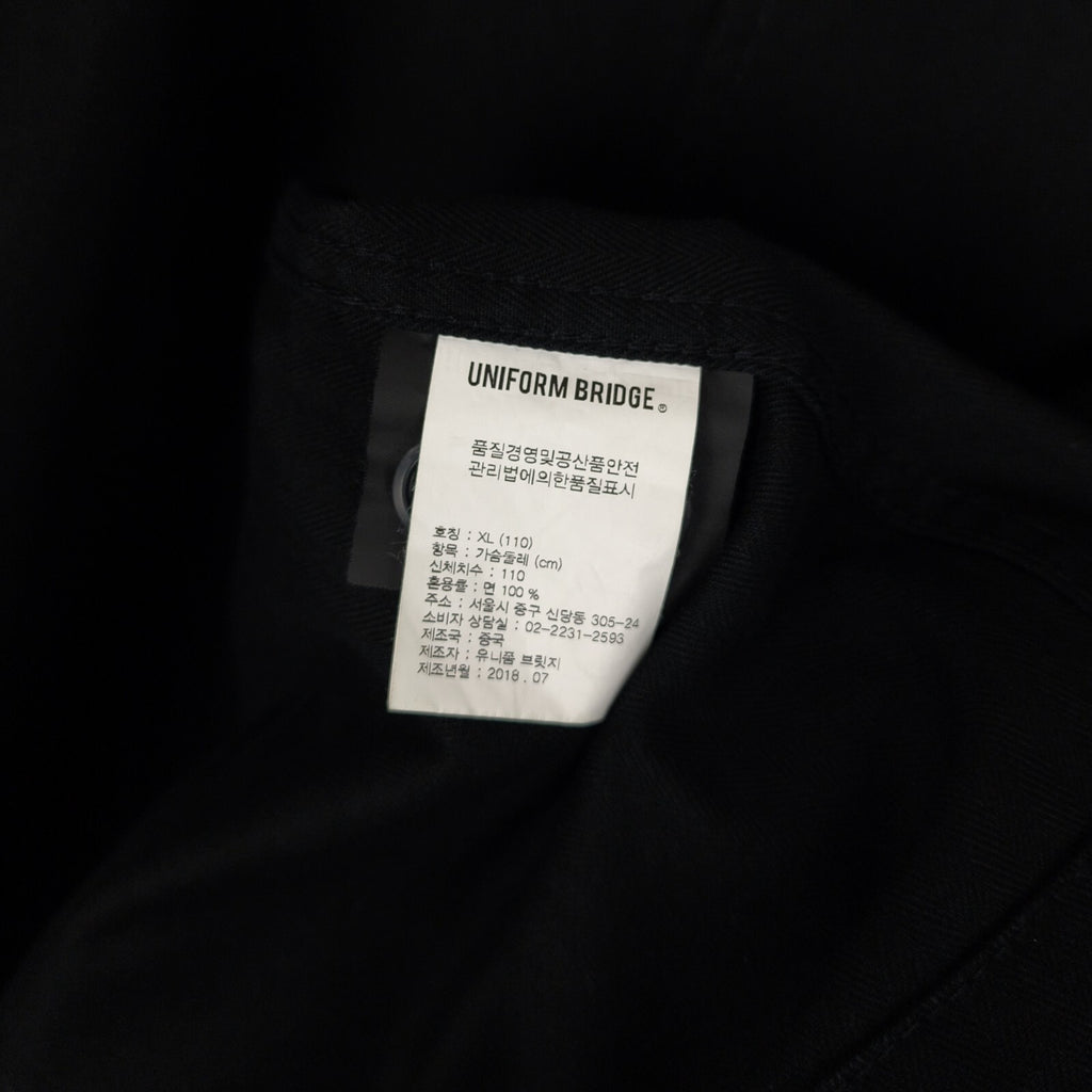 UNIFORM BRIDGE Men's Black Herringbone Cotton Military Combat Jacket