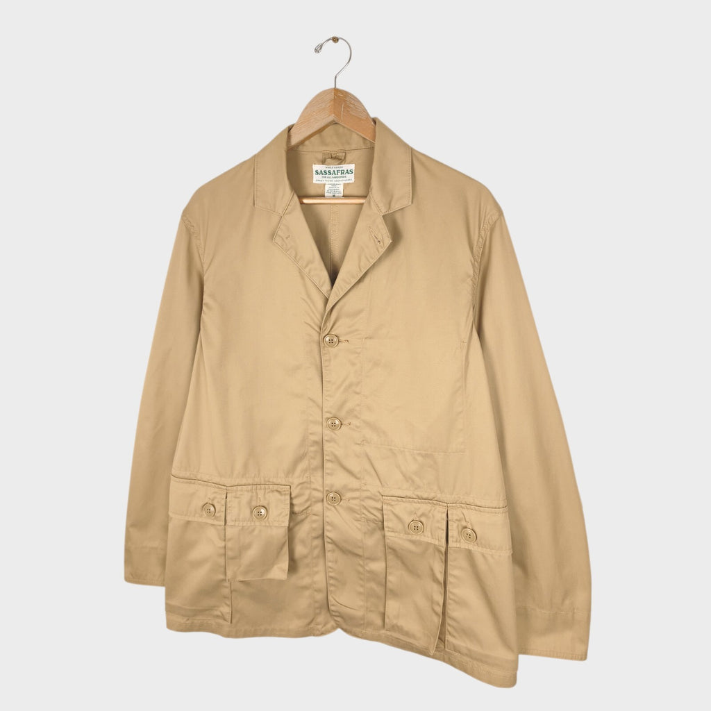 SASSAFRAS Men's Made in Japan Beige Cotton G.D.U. Leaf Jacket