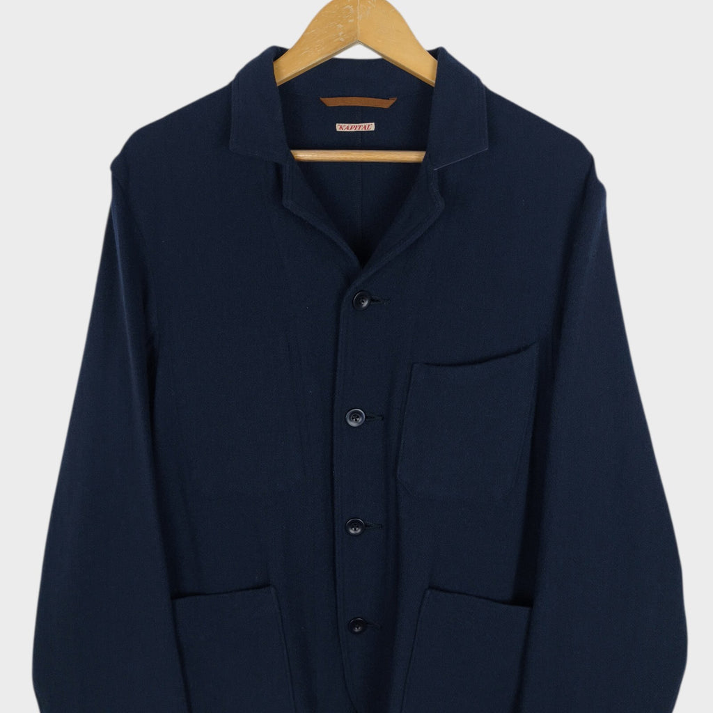 KAPITAL Men's Made in Japan Navy Blue Wool Blend Unlined Jacket