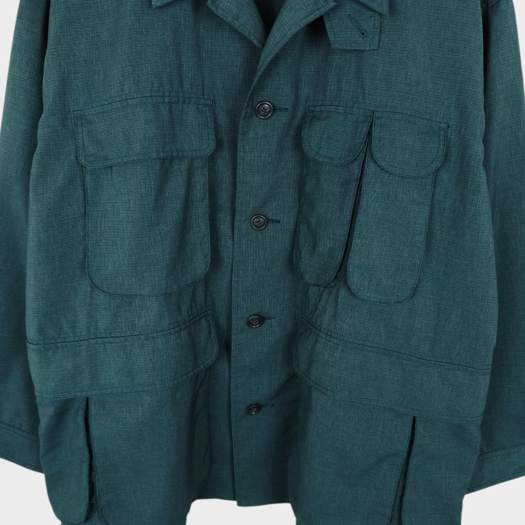 BEAMS Men's Teal Green Oversized Fit Lightweight Utility Fishing Jacket