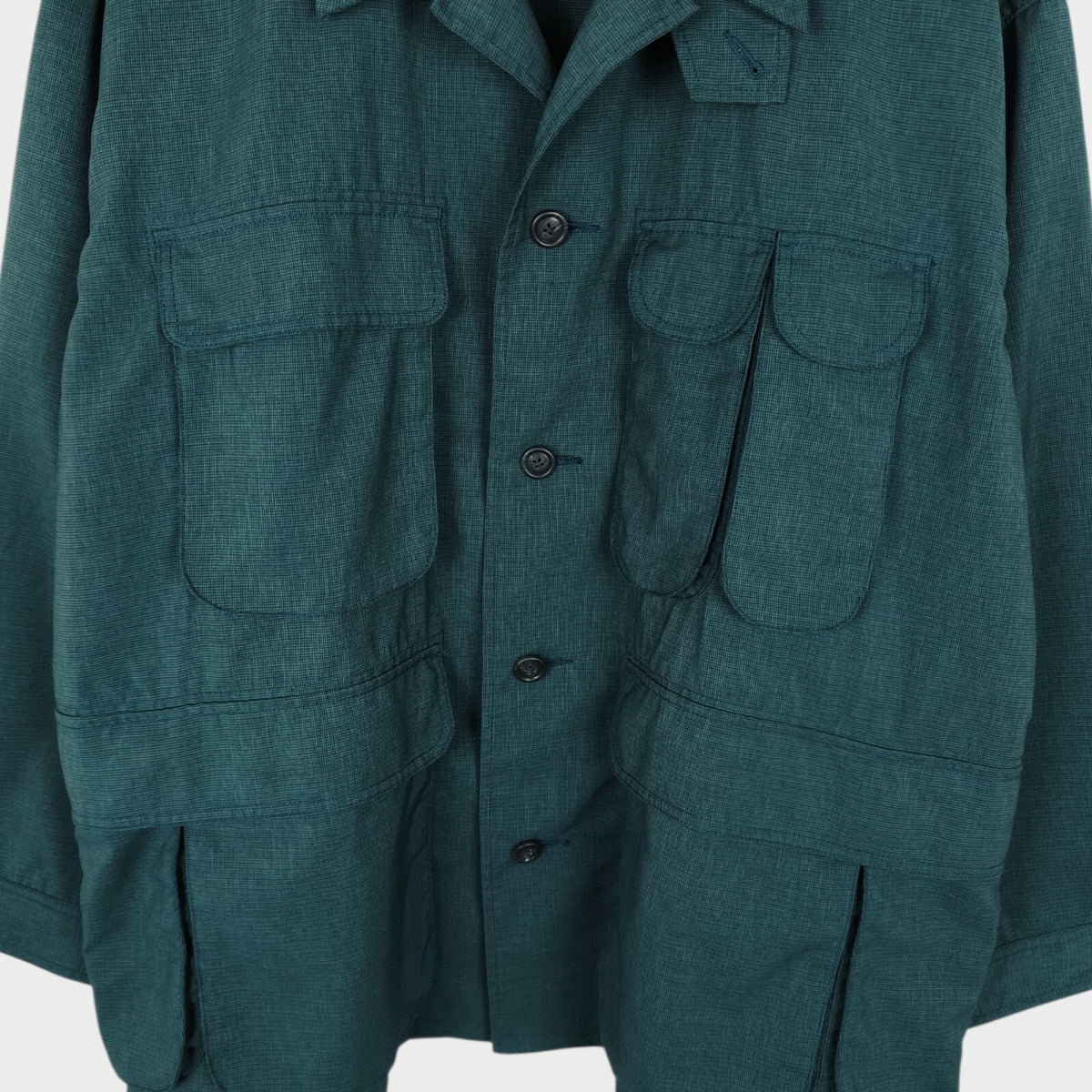 BEAMS Men's Teal Green Oversized Fit Lightweight Utility Fishing Jacket