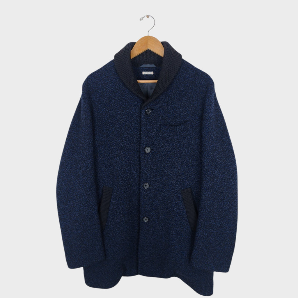 BLUE BLUE JAPAN Men's Made in Japan Indigo Blue/Black 100% Wool Weave Coat