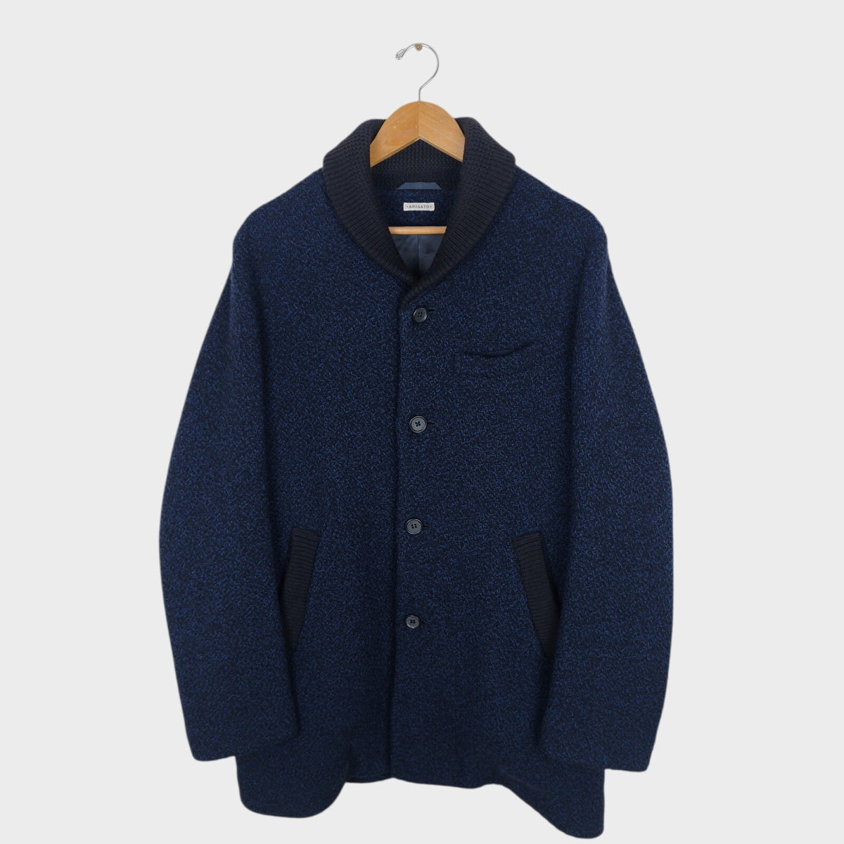 BLUE BLUE JAPAN Men's Made in Japan Indigo Blue/Black 100% Wool Weave Coat