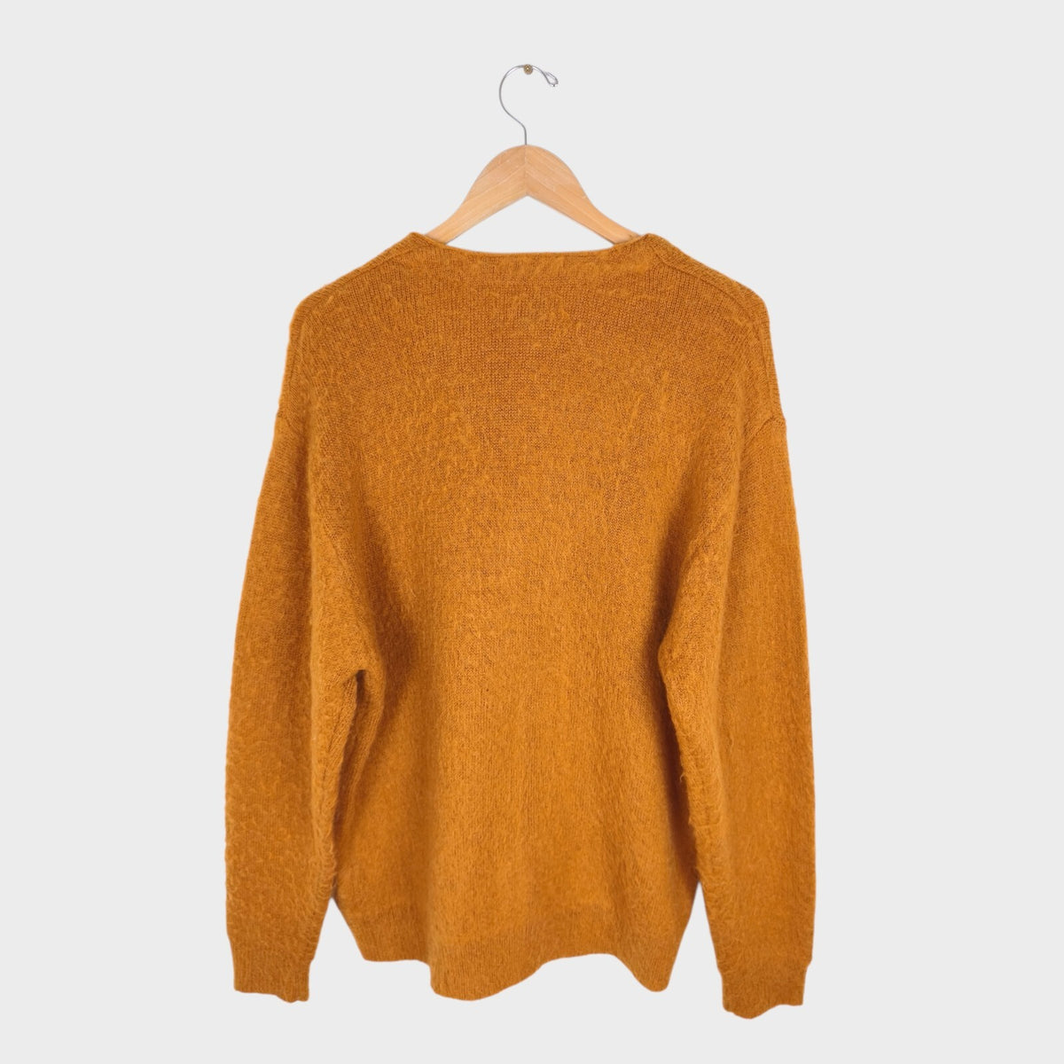 BEAMS Men's Tan/Orange Mohair Blend Shaggy Grunge Cardigan