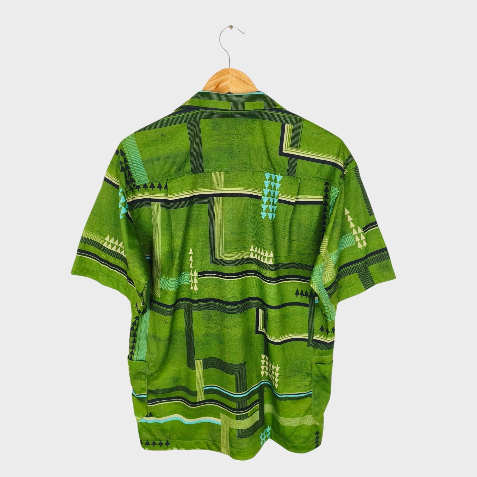 NORBIT BY HIROSHI NOZAWA Men's Green All-Over Print Aloha Shirt