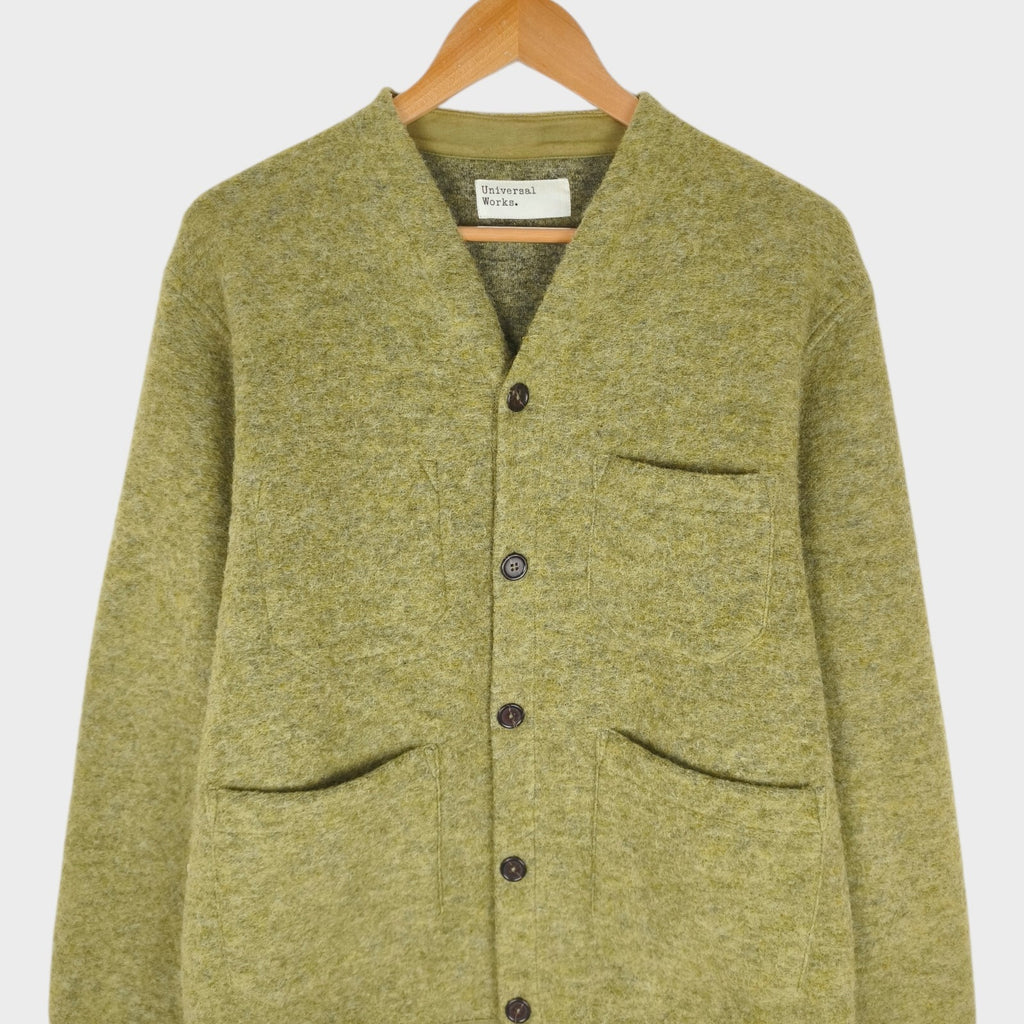 UNIVERSAL WORKS Men's Green Wool Fleece Cardigan