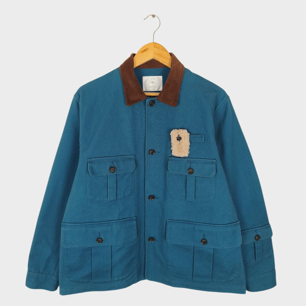 BUKHT Japan Men's Blue Heavyweight Cotton Canvas Duck Hunting Jacket