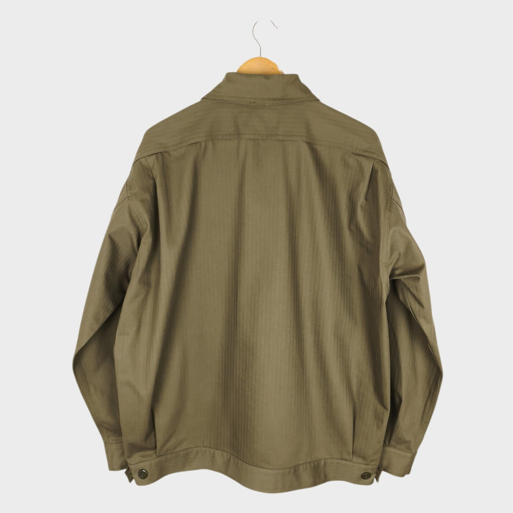 SASSAFRAS Men's Made in Japan Green Herringbone Overgrown Trug Jacket