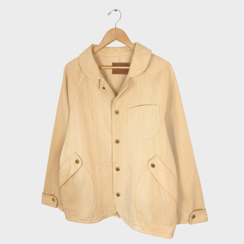 CHAIRMADE Men's Made in Japan Cream/Beige Heavyweight Cotton Chore Jacket