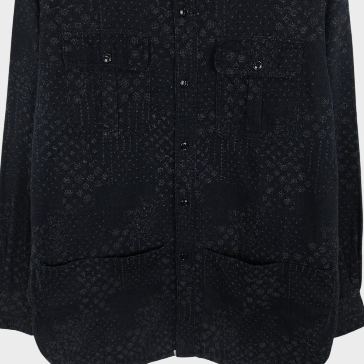 SASSAFRAS Men's Made in Japan Black Bandana Print Flannel Overshirt