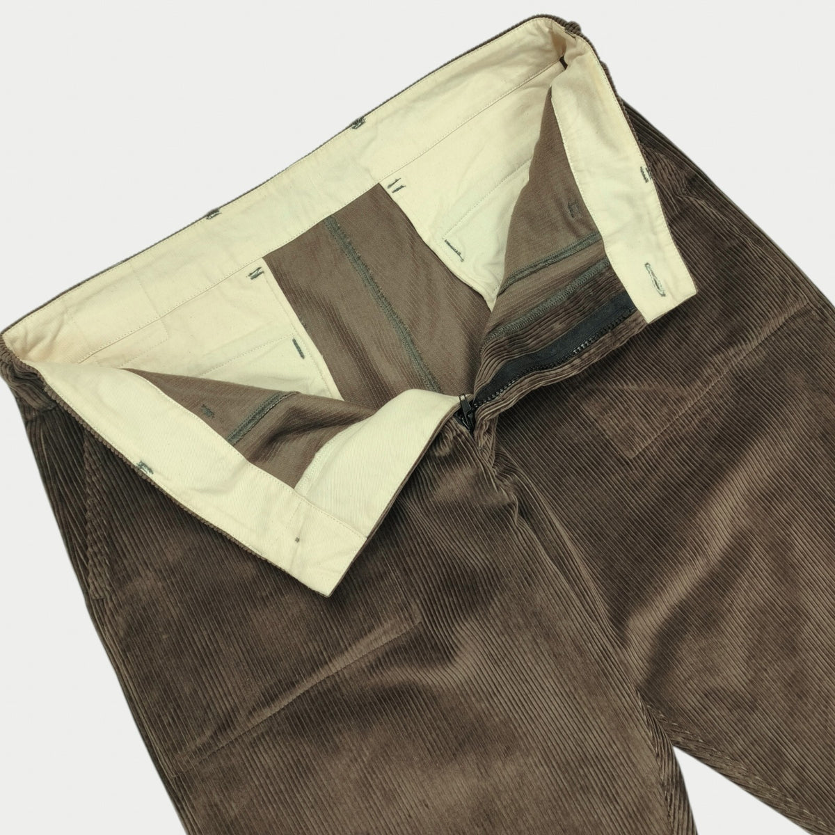 HEBTROCO Men's Made in England Khaki Heavyweight Corduroy Trousers