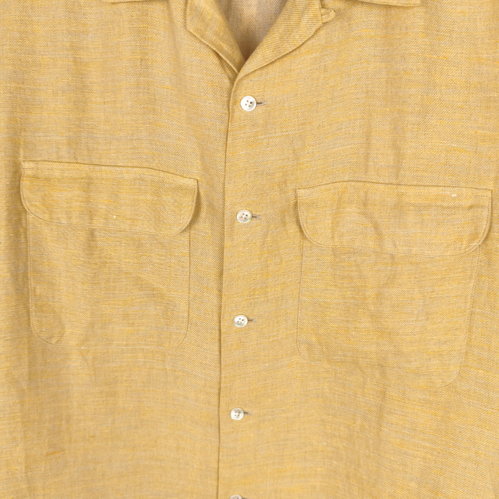 BEAMS PLUS Men's Made in Japan 100% Linen Camp Collar Vacation Shirt