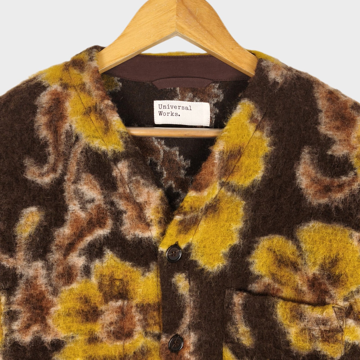 UNIVERSAL WORKS Men's Floral Shaggy Wool Fleece Cardigan
