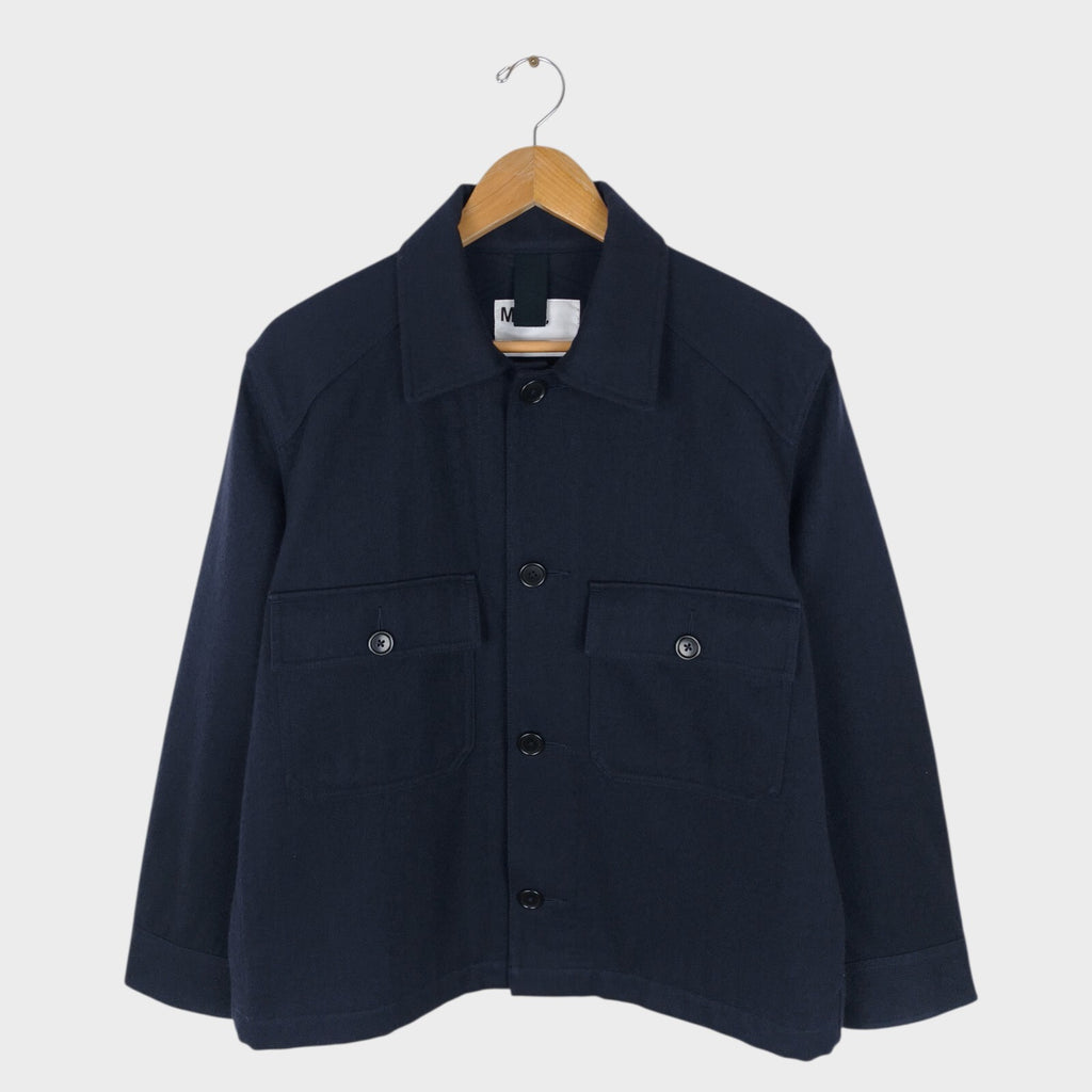 MHL MARGARET HOWELL Men's Navy Blue Wool/Cotton Utility Blouson Jacket