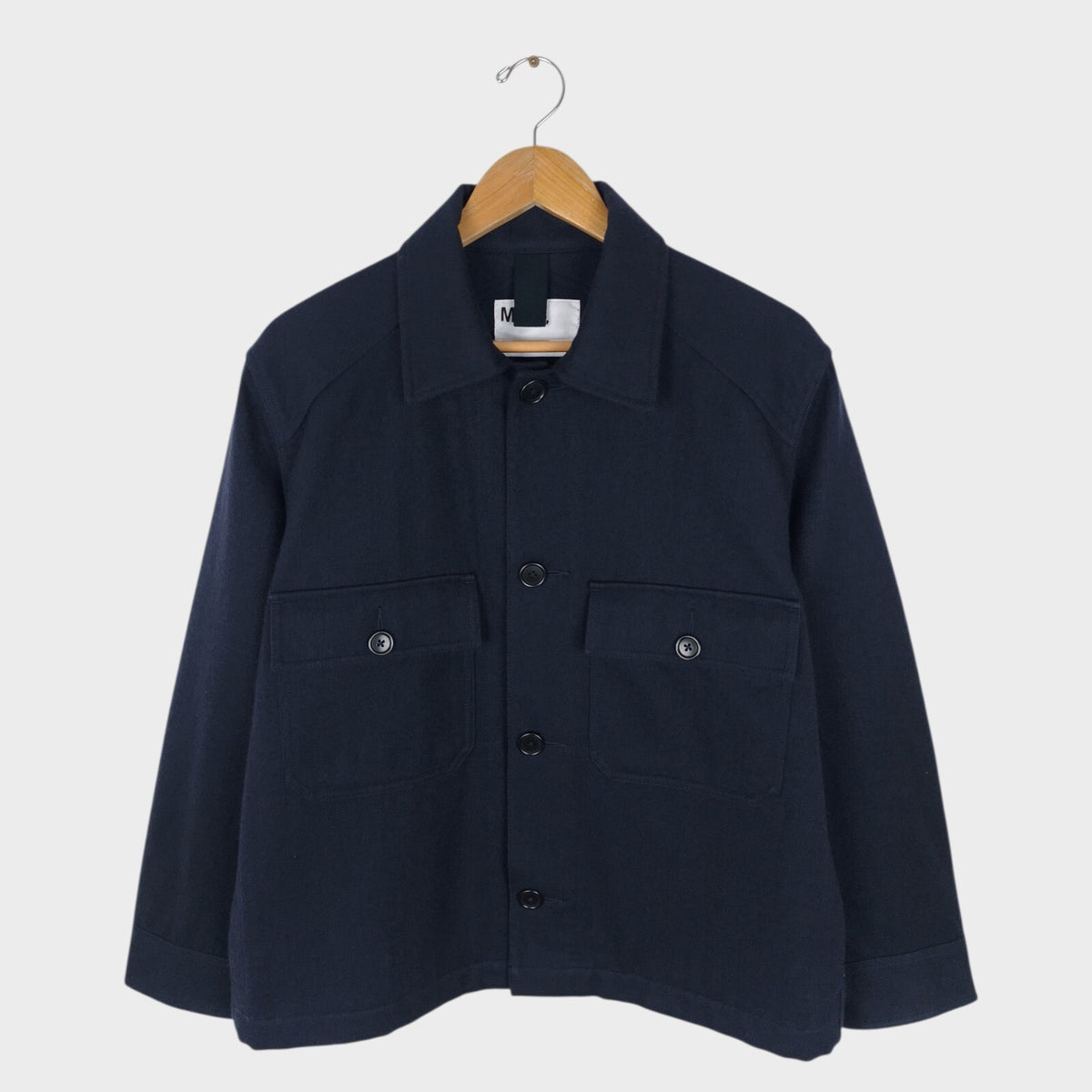 MHL MARGARET HOWELL Men's Navy Blue Wool/Cotton Utility Blouson Jacket