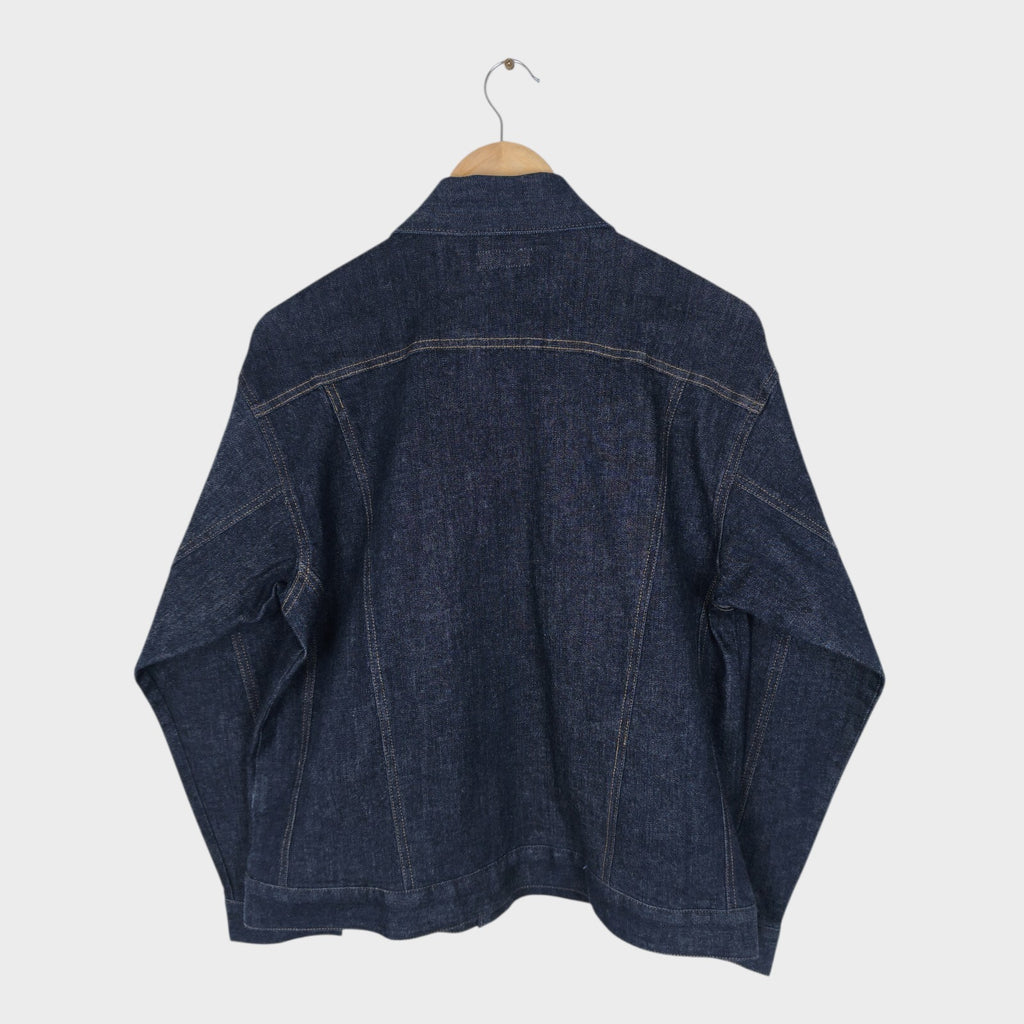 BEAMS Men's Dark Blue Cropped Denim Utility Chore Jacket