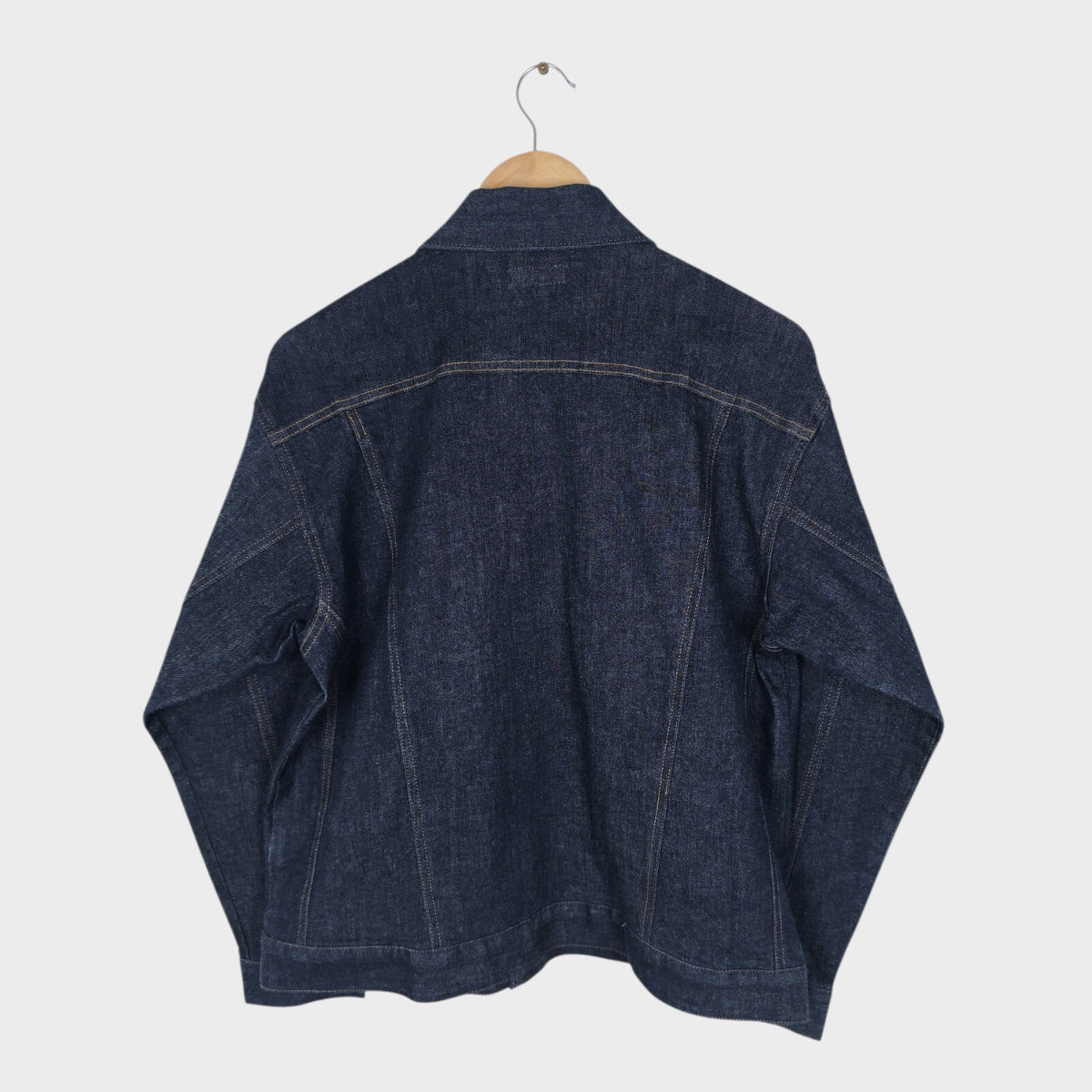 BEAMS Men's Dark Blue Cropped Denim Utility Chore Jacket