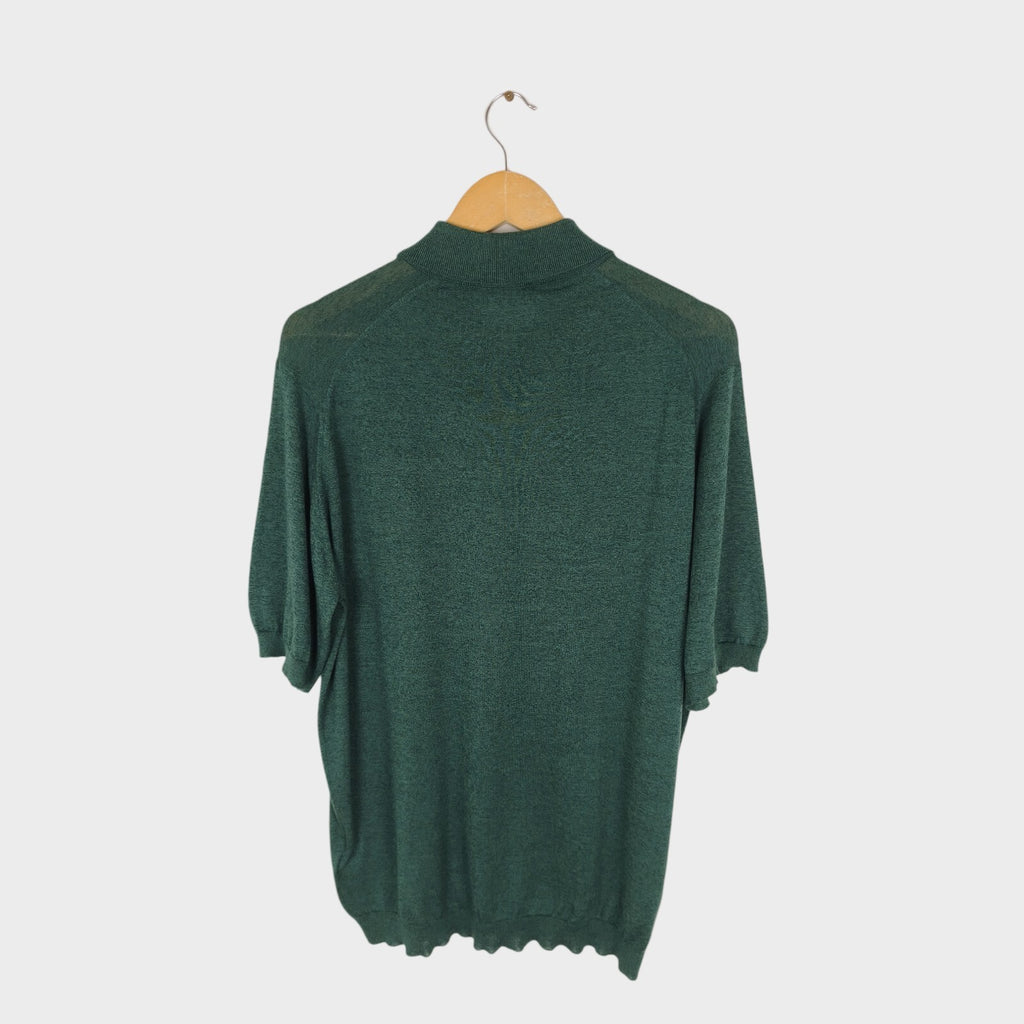 JOHN SMEDLEY Men's Bottle Green Made in England Wool/Cotton Isis Polo Shirt