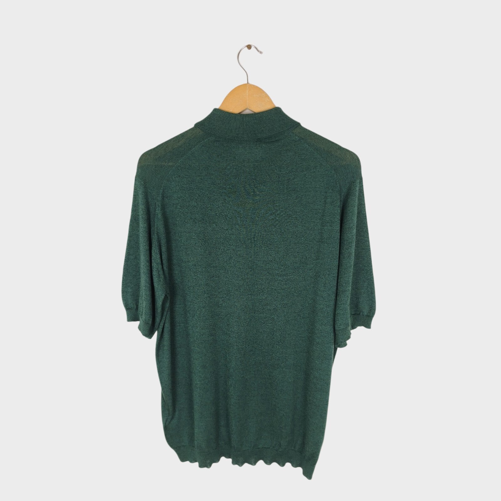 JOHN SMEDLEY Men's Bottle Green Made in England Wool/Cotton Isis Polo Shirt