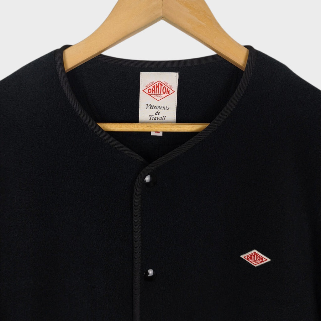 DANTON Men's Black Made in Japan Collarless Fleece Jacket