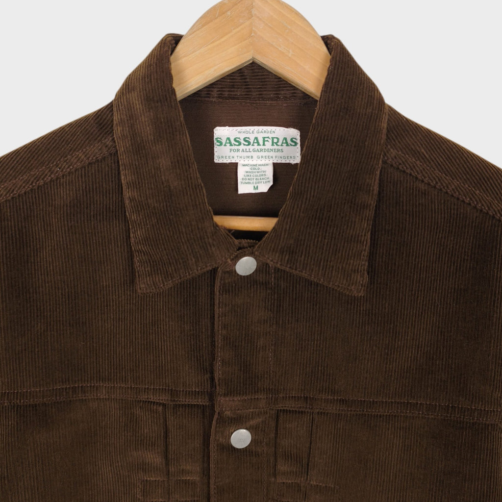 SASSAFRAS Men's Made in Japan Brown Corduroy Gardener Trucker Jacket