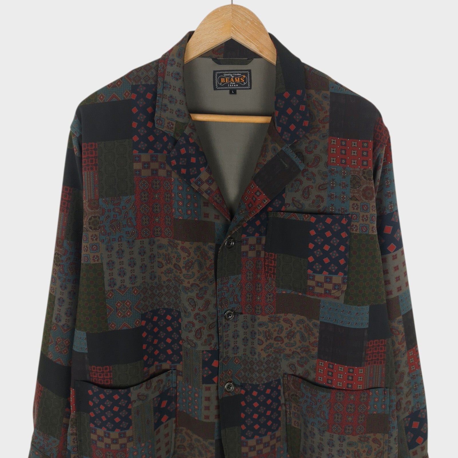 BEAMS PLUS Men's Paisley Patchwork Komatsu Chore Jacket