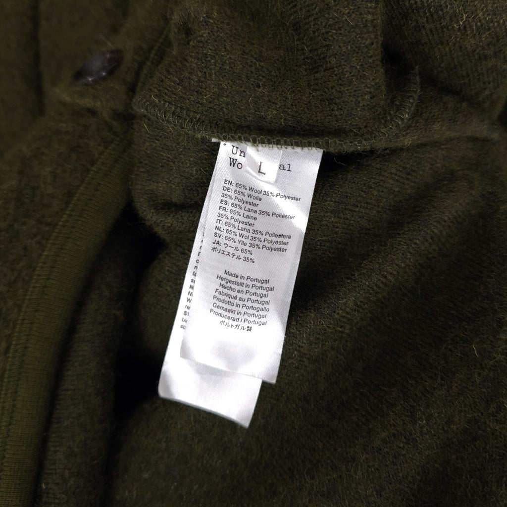 UNIVERSAL WORKS Men's Olive Green Wool Fleece Cardigan