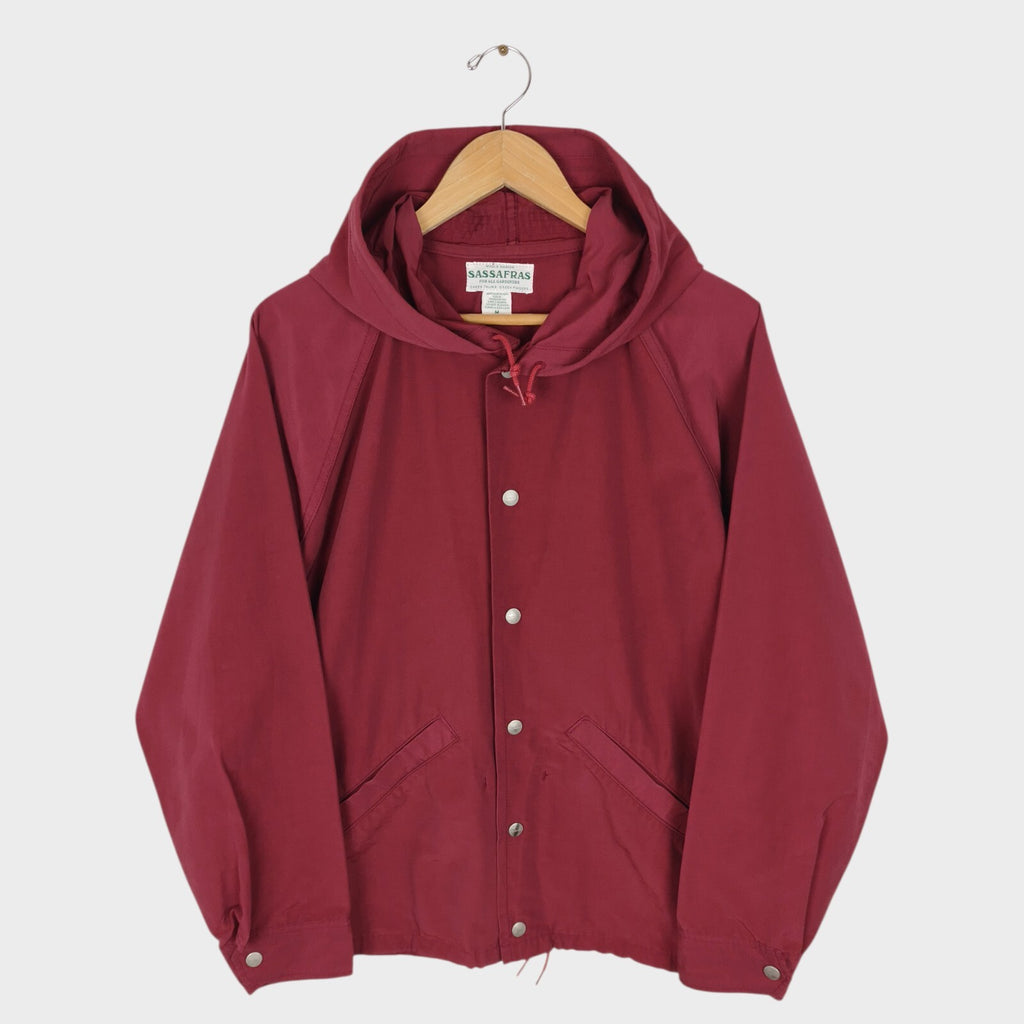 SASSAFRAS Men's Made in Japan Burgundy Cotton Nylon Bud Breaker Jacket