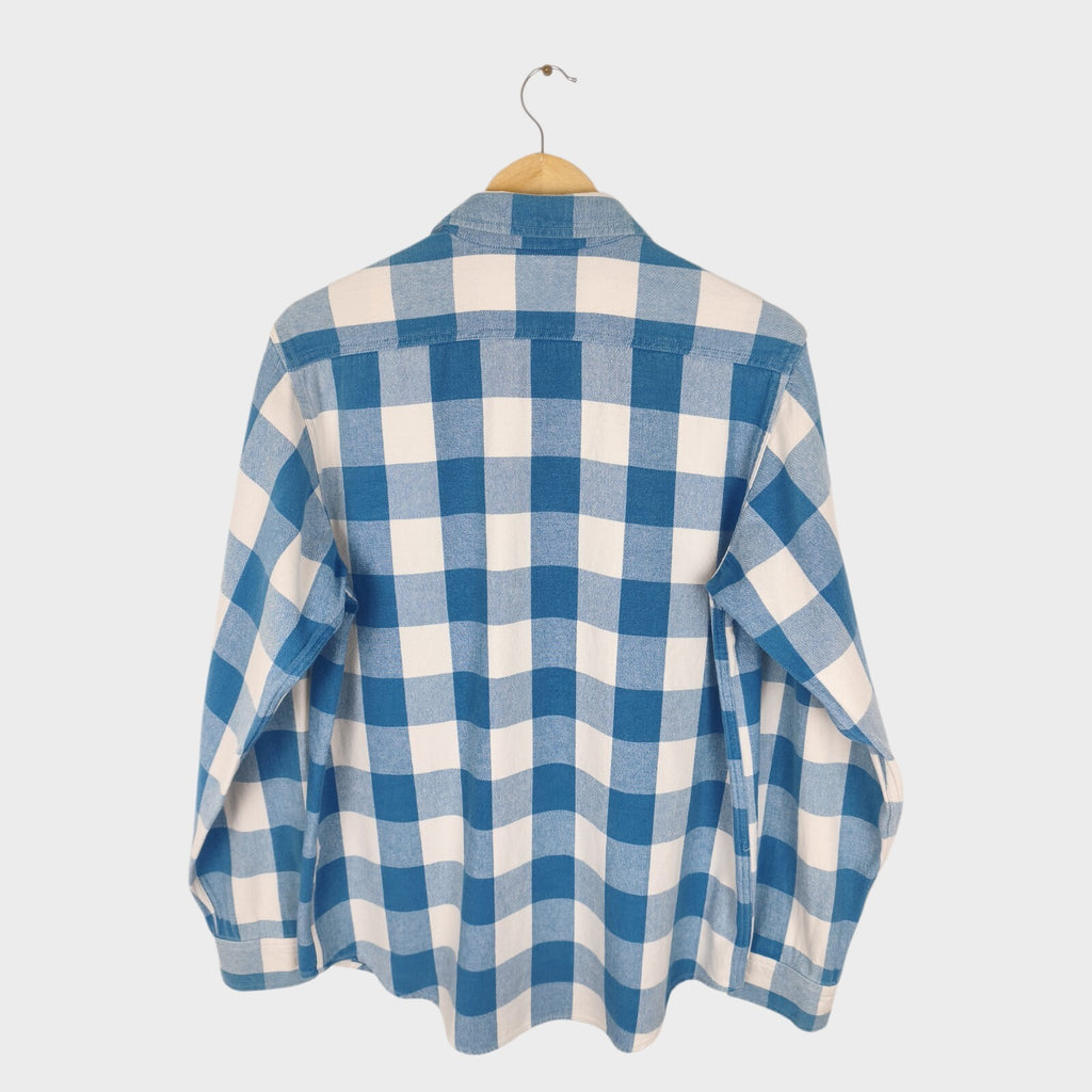 SUGAR CANE Men's Made in Japan Blue Checked Heavyweight Cotton Shirt