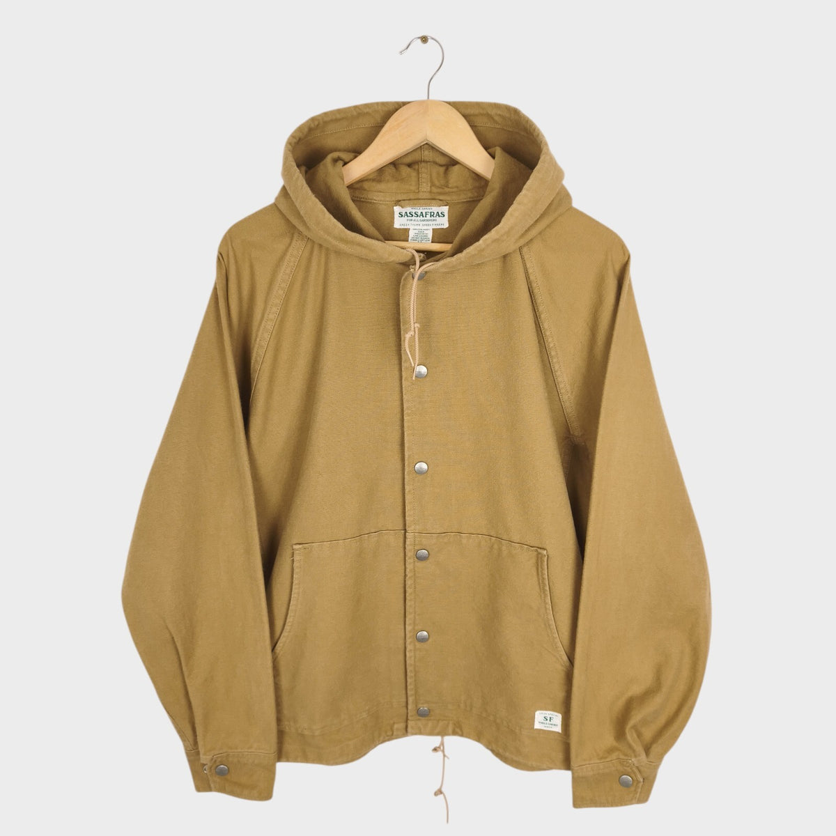 SASSAFRAS Men's Made in Japan Beige Canvas Cotton Bud Breaker Jacket