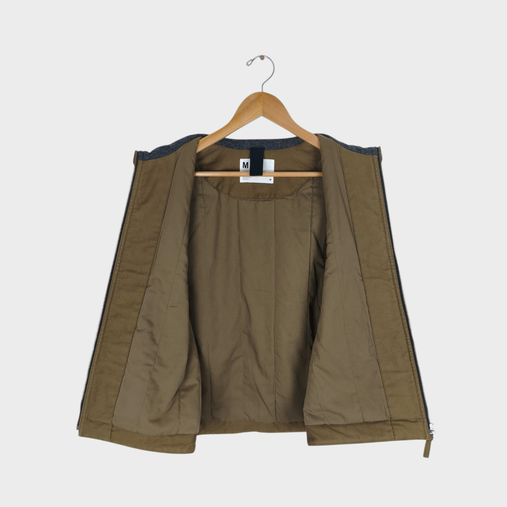 MHL MARGARET HOWELL Men's Khaki Green Moleskin Padded Zip Vest