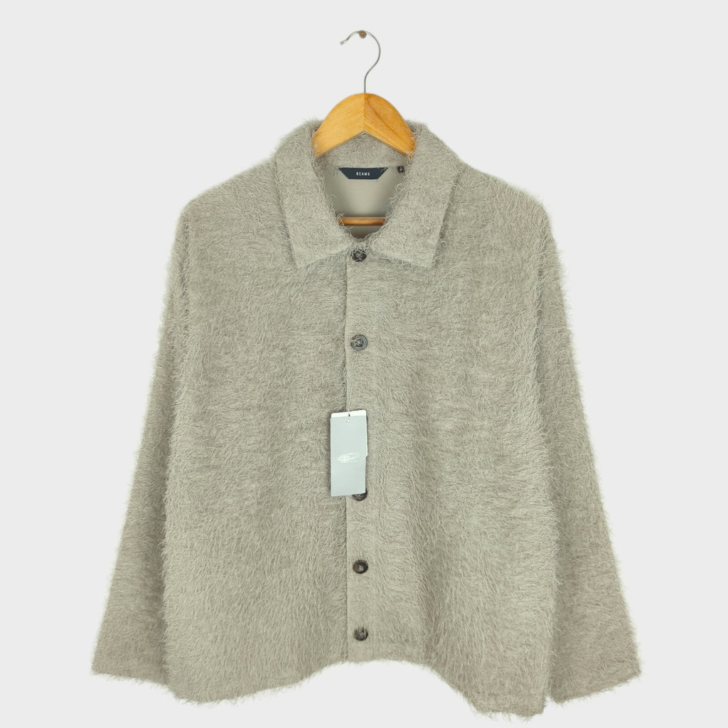 BEAMS Men's Taupe Relaxed Fit Fringe Overshirt