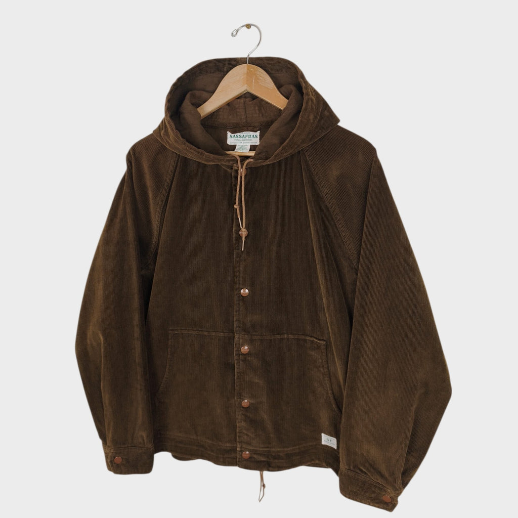 SASSAFRAS Men's Made in Japan Brown Corduroy Bud Breaker Jacket