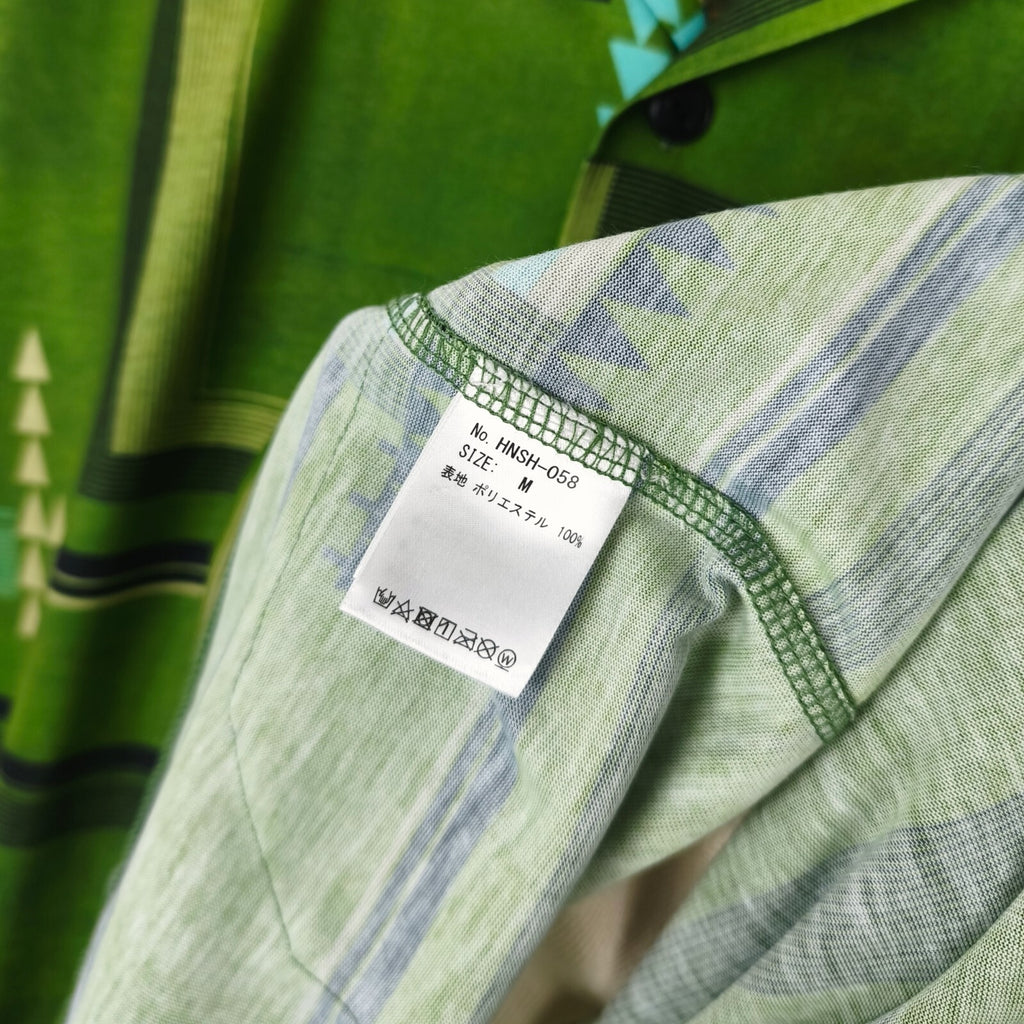 NORBIT BY HIROSHI NOZAWA Men's Green All-Over Print Aloha Shirt